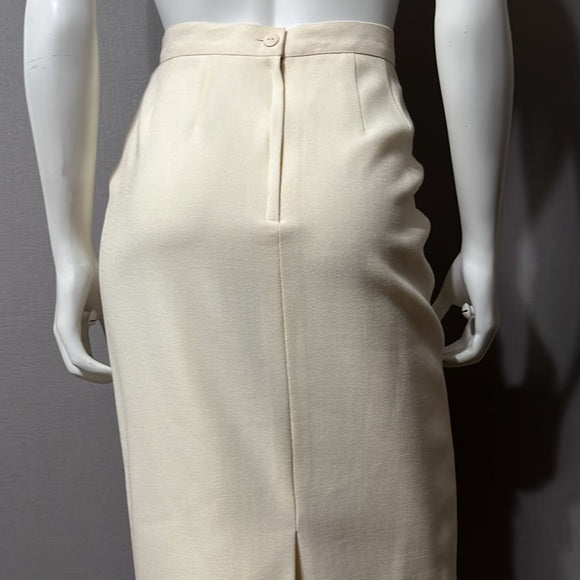 Vintage Chanavee Cream Wool Pencil Skirt Sz-4