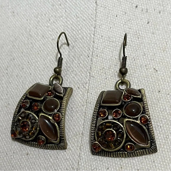 Brown Antique Gold Earring