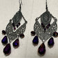 Silver Purple Dangle Earrings