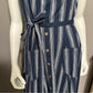 Vivi by Violet Weekend Ruffle Collar Navy Cotton Striped Dress Sz-Medium