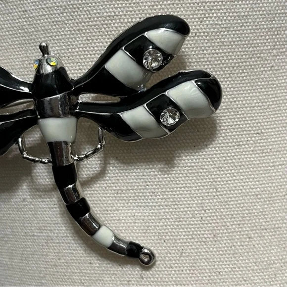Black | White Dragonfly Brooch
