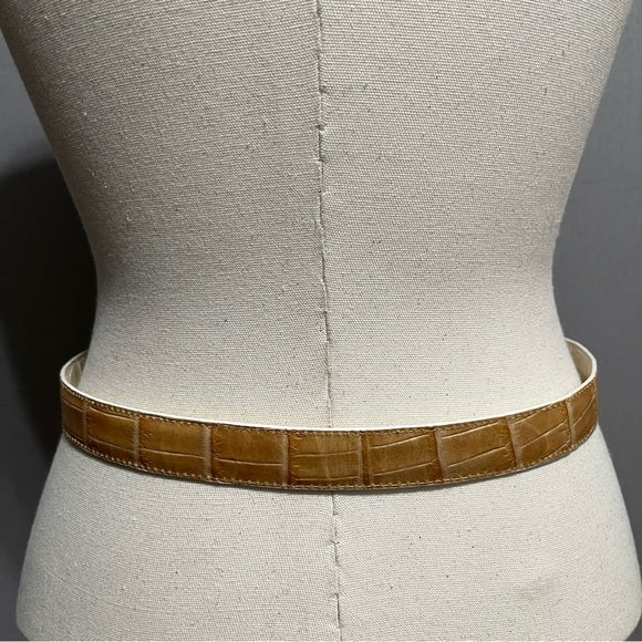 Brighton Cream | Brown Leather Reversible Belt Sz-Medium