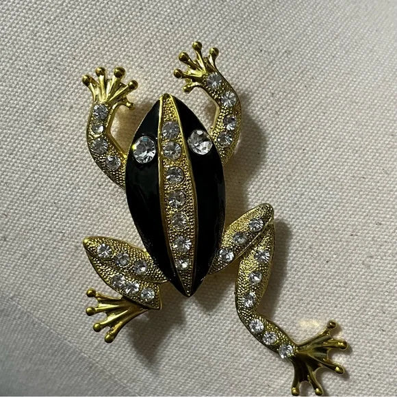 Black | Gold Frog Brooch
