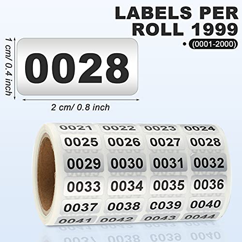 001-2000 Pieces Inventory Number Sticker Labels Labels