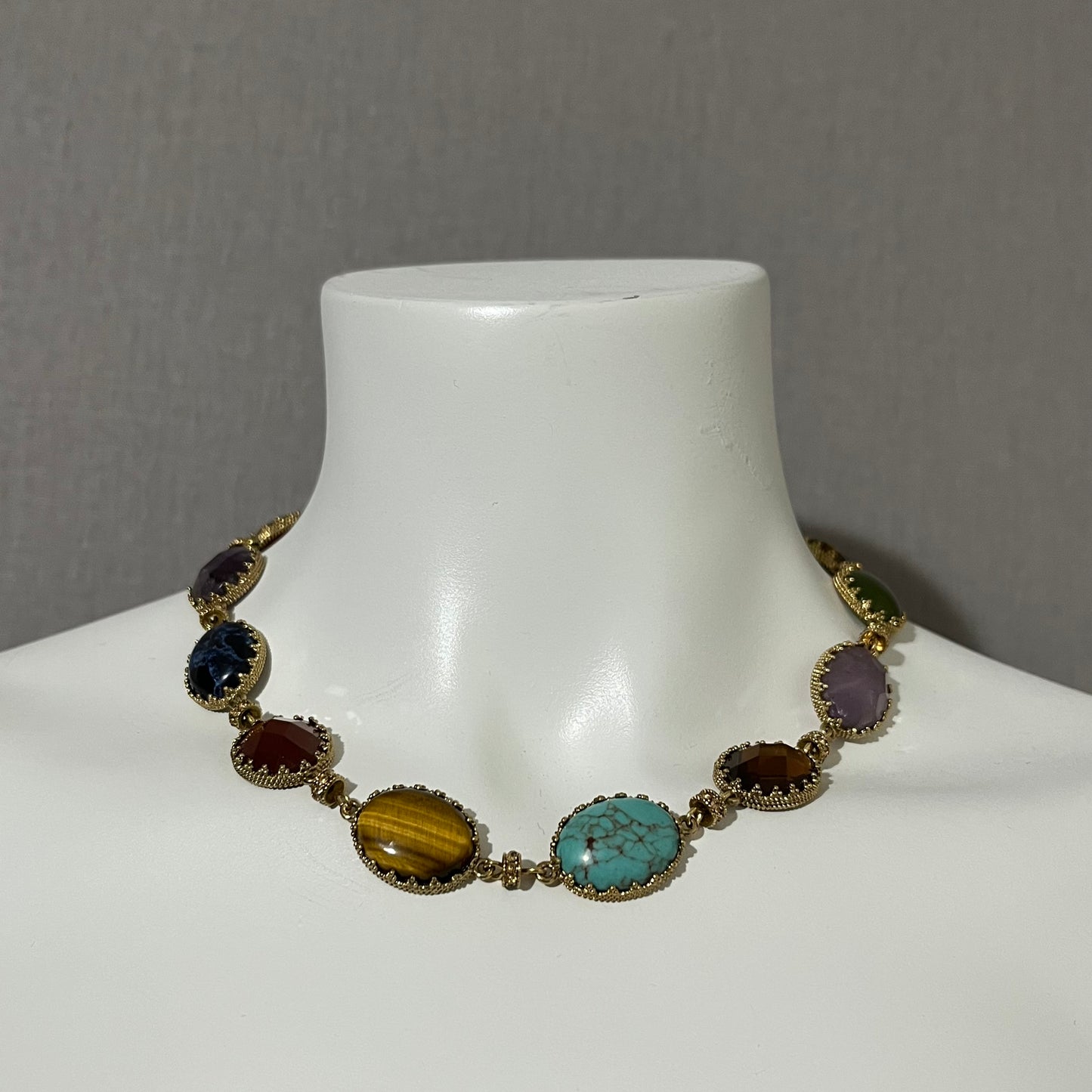 Jeweled With Gold Detail Necklace