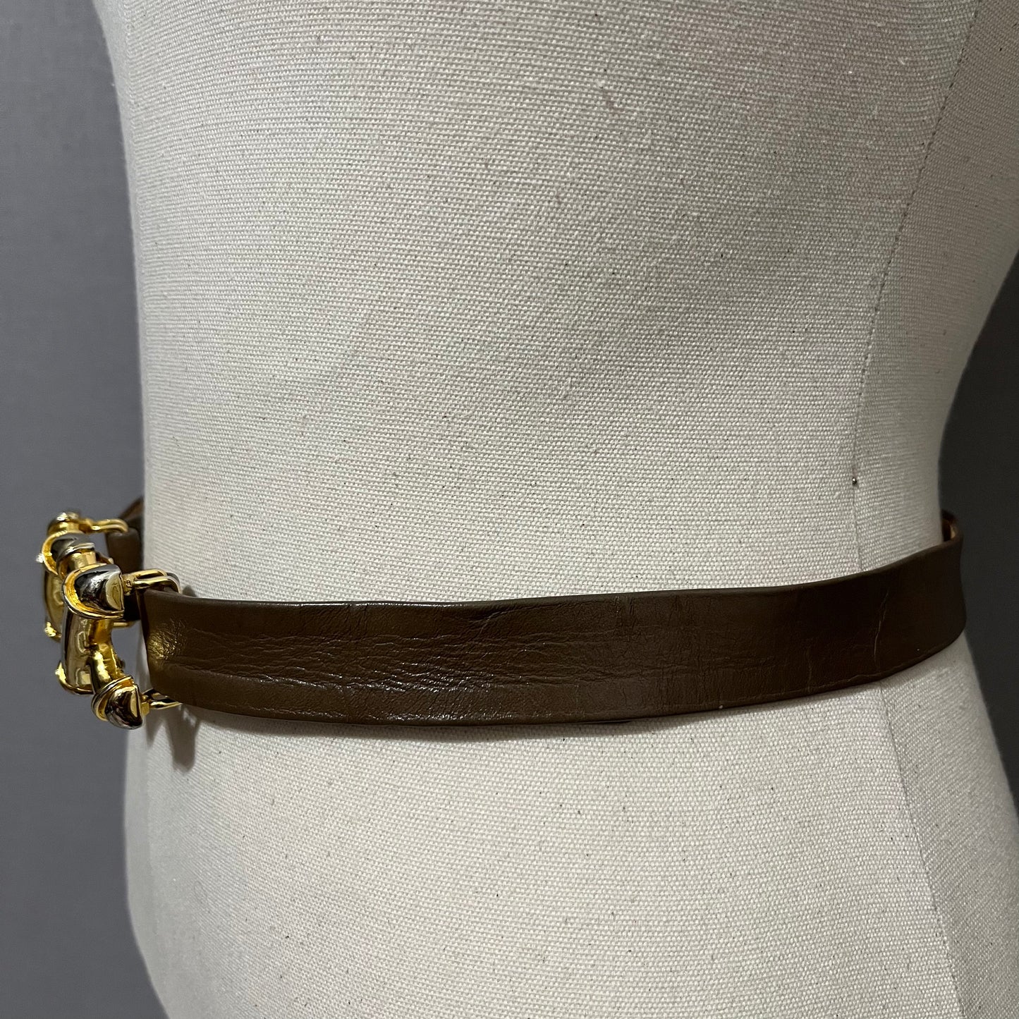 Vintage Accessocraft Taupe Double XX Skinny Leather Adjustable Belt