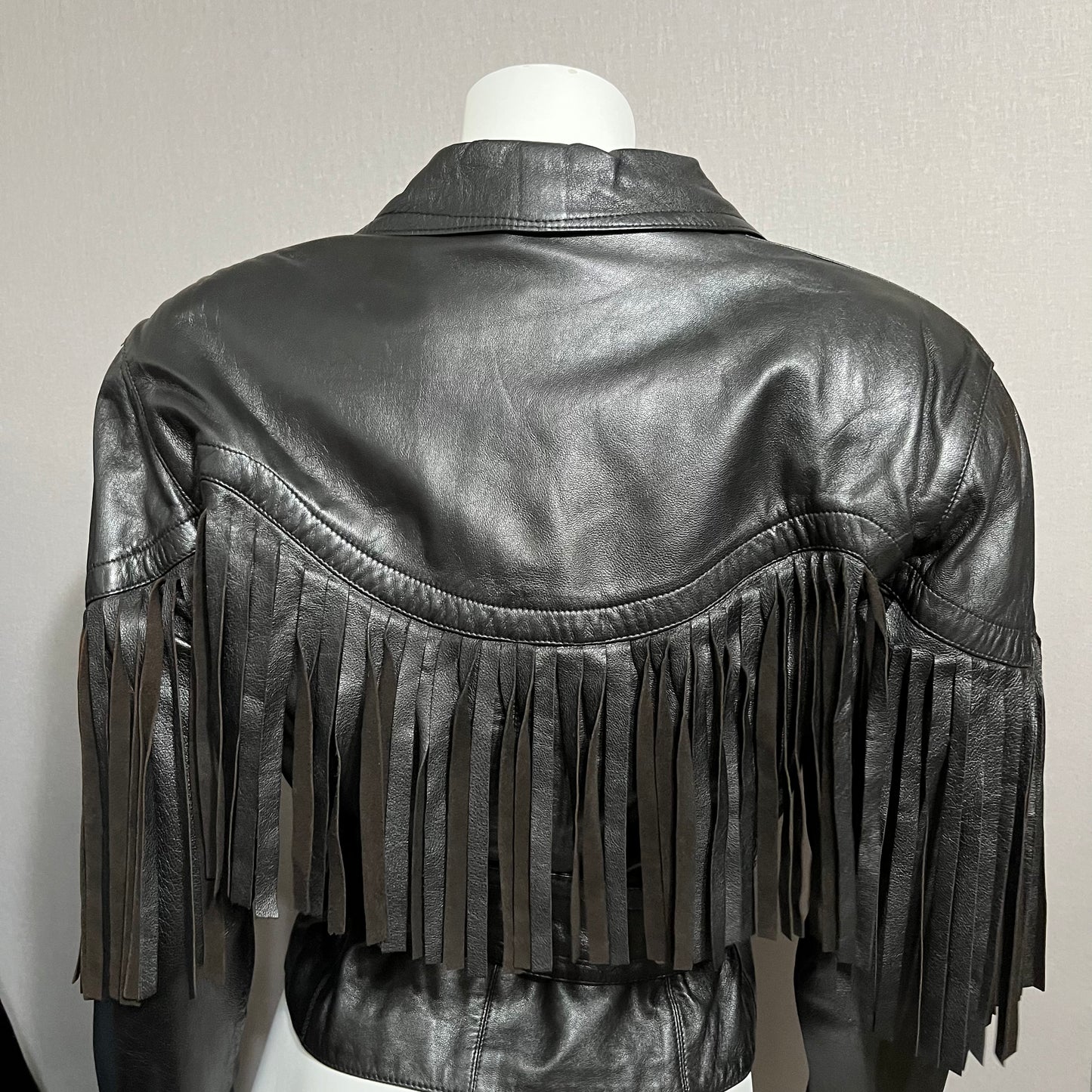 Vintage Begedor Made In Italy Fringe Leather Jacket Sz-Small