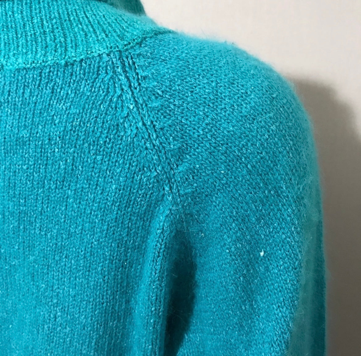 Vintage Keynotes Green Silk Lambswool Angora Rabbit Hair Turtleneck Sz-Large