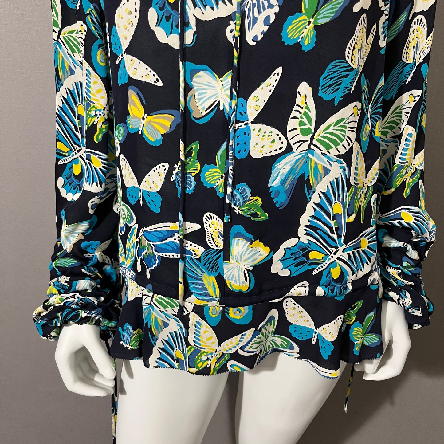 Tory Burch Blue Butterfly Silk Blouse Sz-Medium