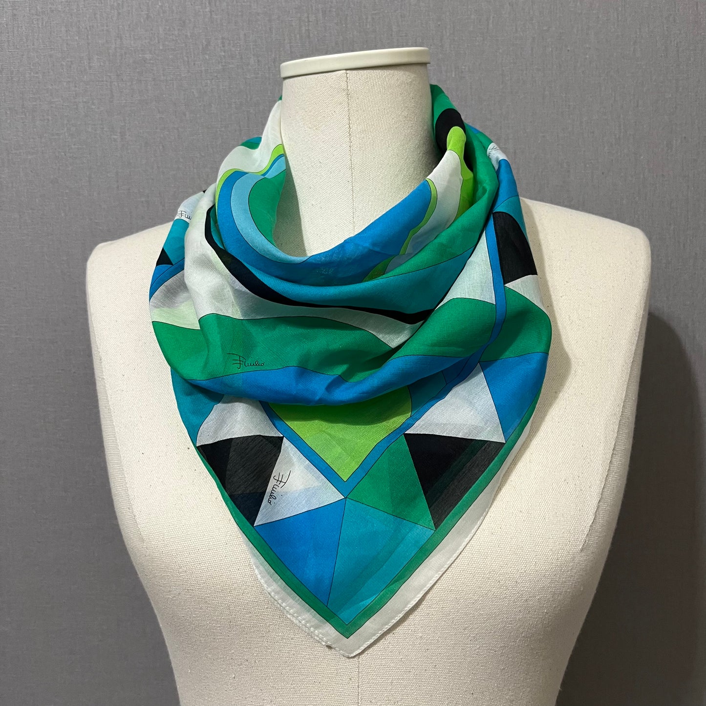 Emilio Pucci Multicolored Abstract Cotton Silk Blend Scarf NWT