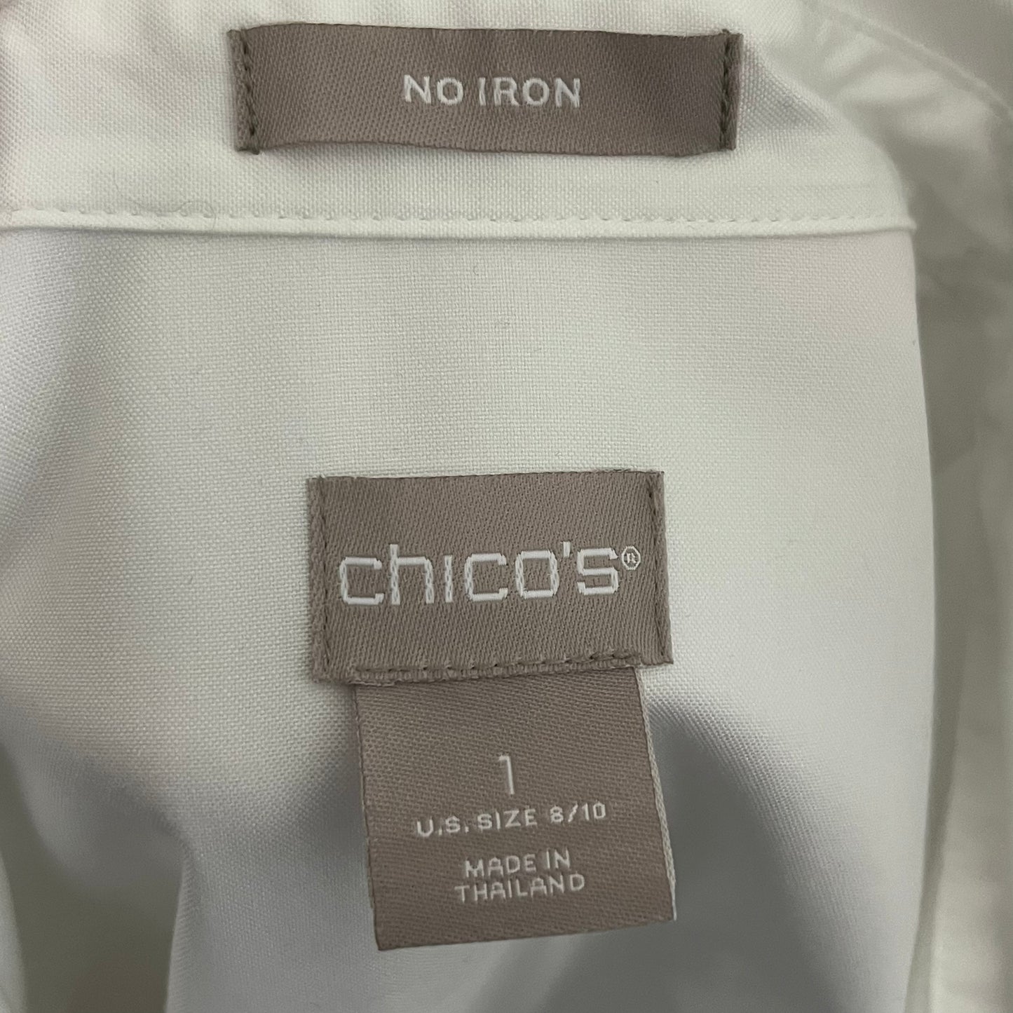 Chico’s White With Black Trim Button Down Shirt Sz-1 Medium-Large