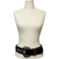 Black Street Ahead Wide Leather Western Gunmetal Buckle Belt Sz-L-XL