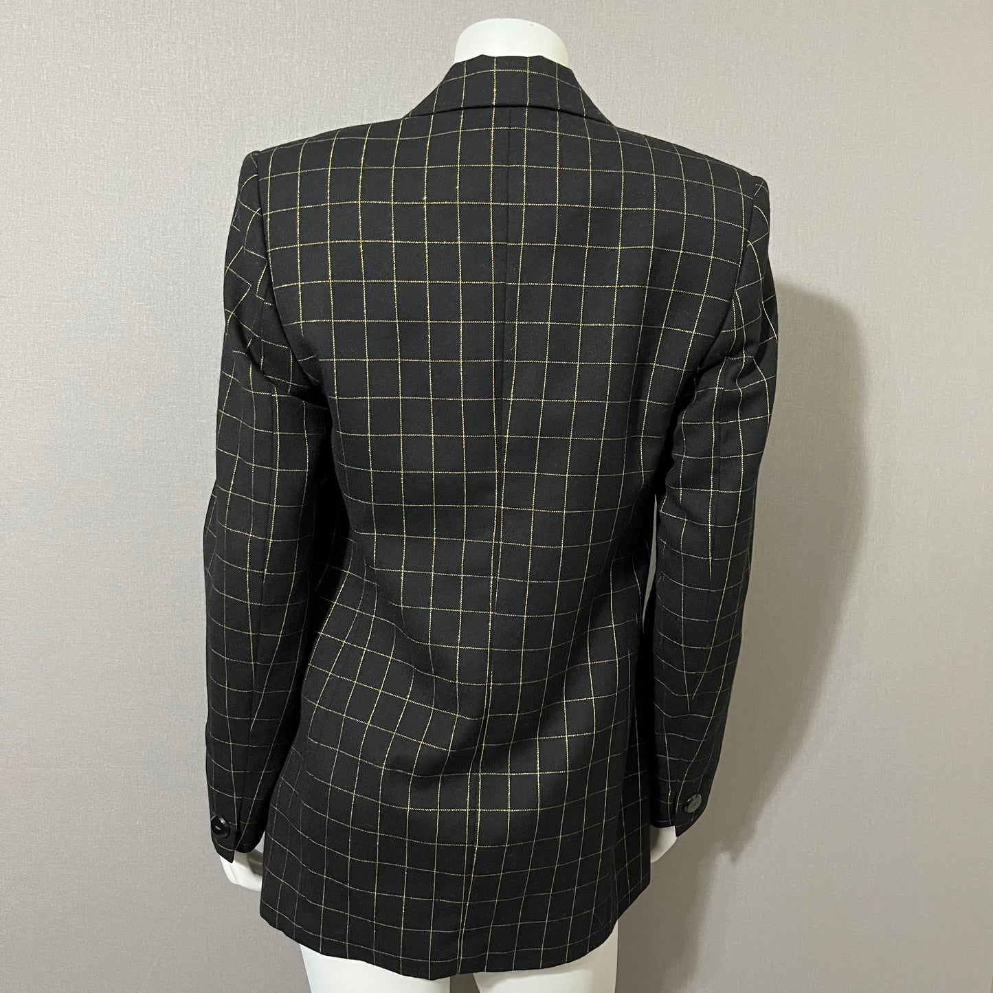 Vintage JH Collectibles Black with Gold Metallic Windowpane Blazer Sz-6