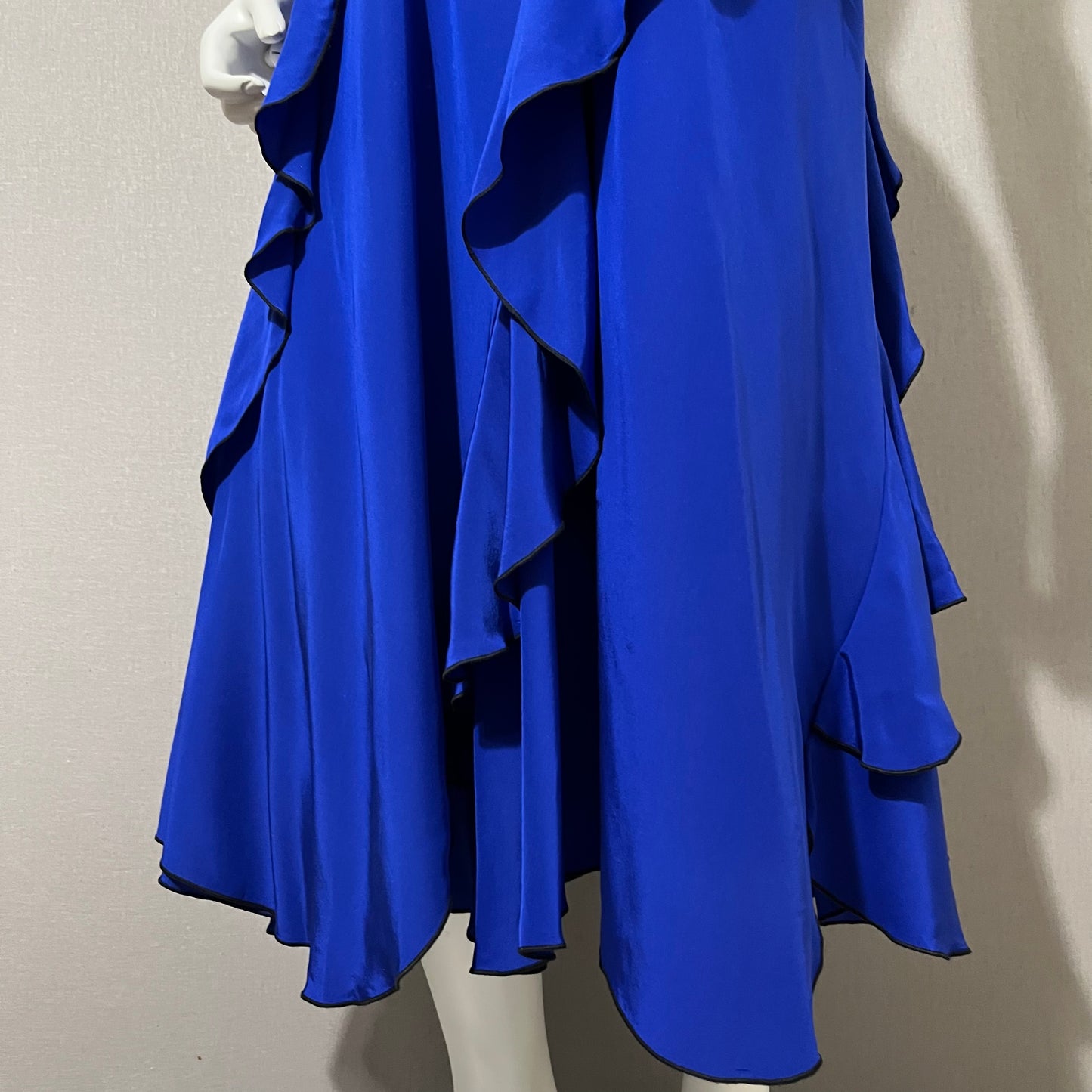 Vintage Cobalt Blue Ruffle Maxi Length Skirt Sz-Small