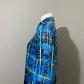 Vintage Escada Blue Stripe 100% Silk Gold Button Blouse Sz-8
