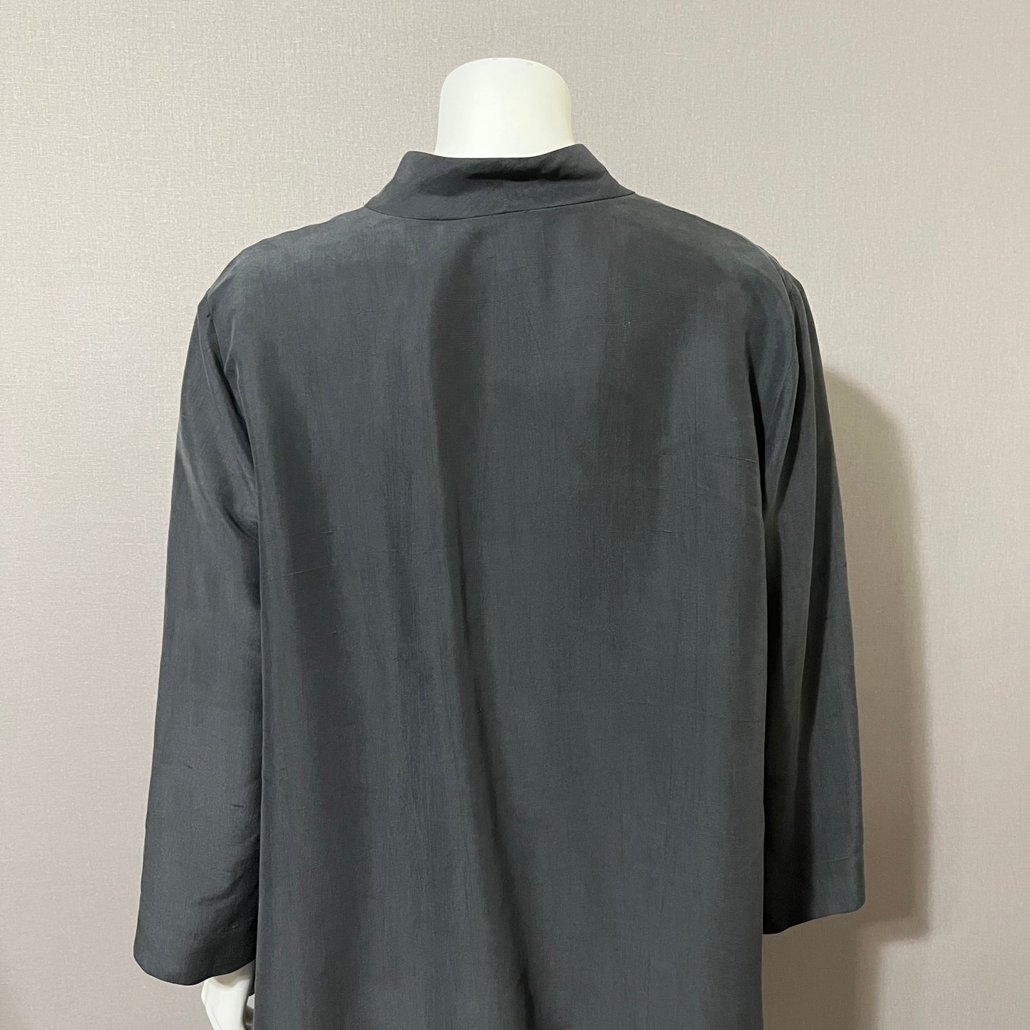 Eileen Fisher Slate Gray Silk Tunic Top Sz-Large