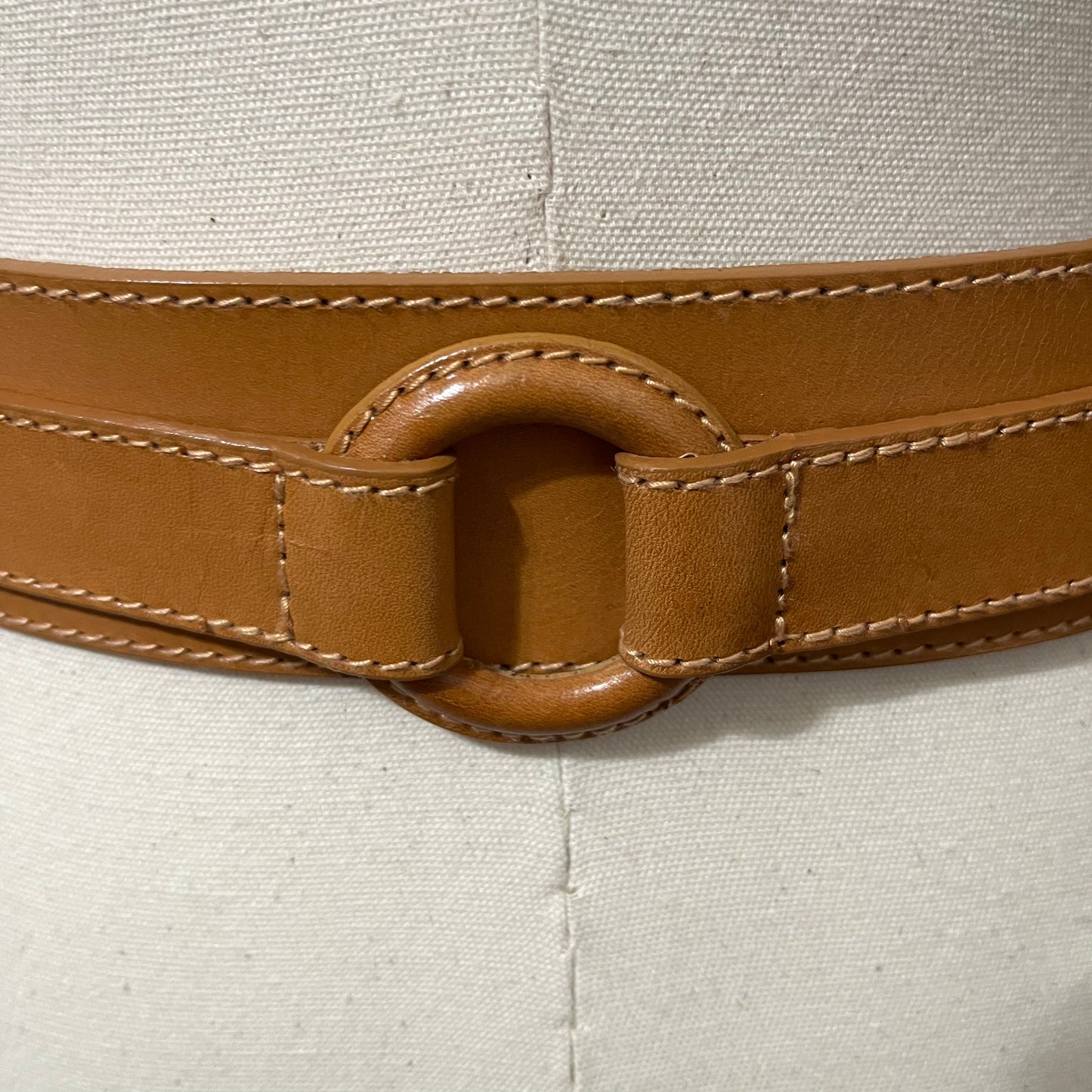 Vintage Anne Klein Camel Brown Genuine Leather Belt Sz-Large