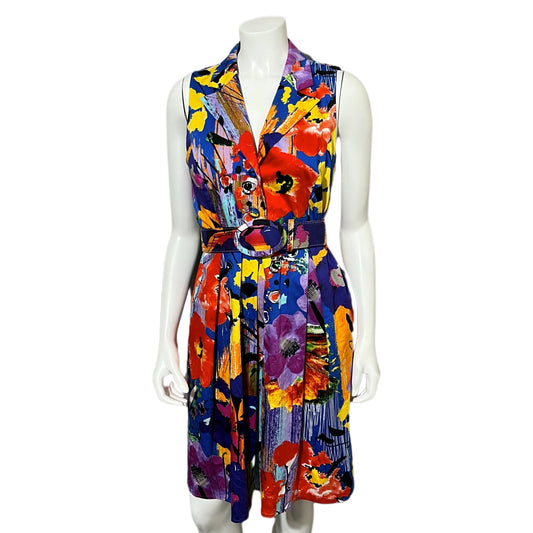 Spense Multicolored Sleeveless Print Cotton Dress Sz-Large