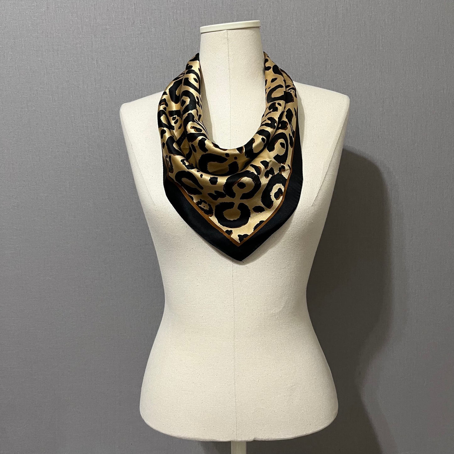 Coach Brown/ Black 100% Silk Cheetah Print Scarf