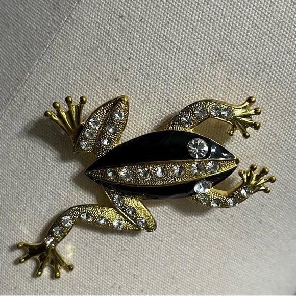 Black | Gold Frog Brooch