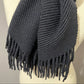 Johnstons Navy 100% Cashmere Ribbed Scarf