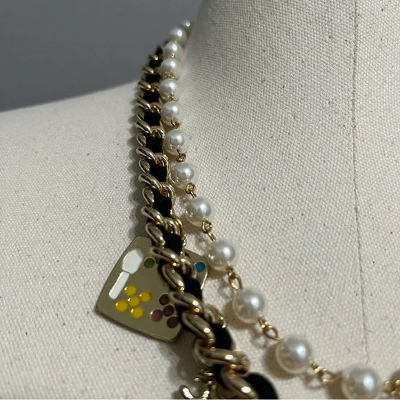 Gold Charm Statement Necklace