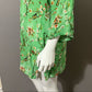 Amaya Green Floral Silk Print Tunic Top with Beads & Embroidered Sz Medium