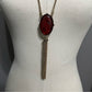 Maroon Stud Earrings | Stone With Tassel Necklace Set