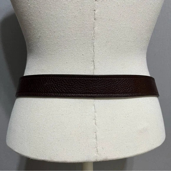 Tommy Hilfiger Burgundy Leather Antique Gold Buckle Belt Sz-Medium