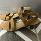 Stuart Weitzman Tan Open Toe Ankle Strap Kitten Heels Sz-6 M