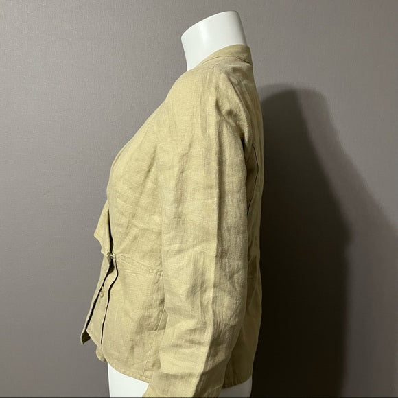 For The Republic Tan 100% Linen Jacket Sz-10
