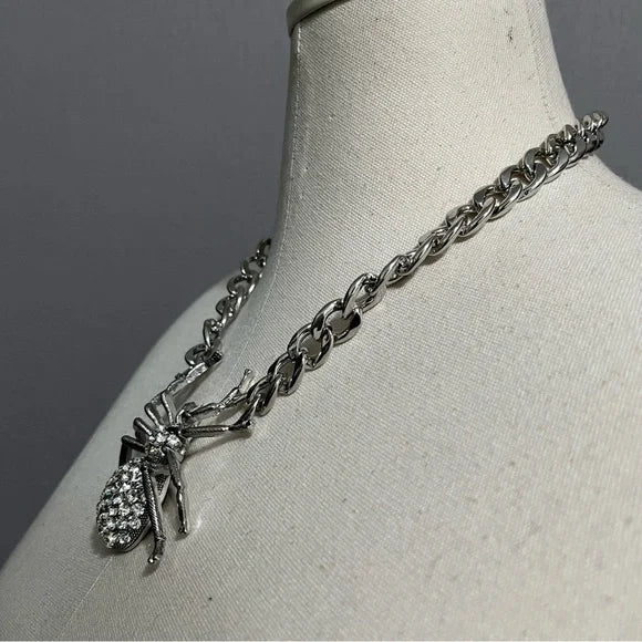 Spider Bling Silver Statement Necklace