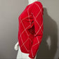 Lands End Red Diamond Print 100% Cashmere Sweater Sz-Small