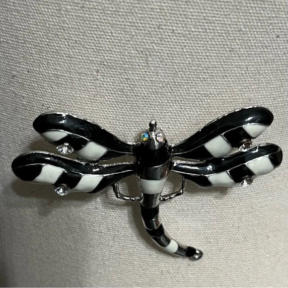 Black | White Dragonfly Brooch