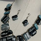 Metallic | Blue | Black Necklace Set