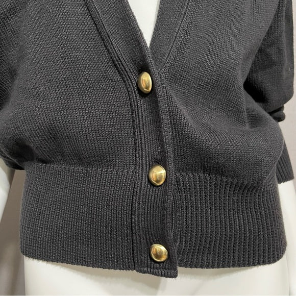 Vintage Designers Original Black 100% Cotton Cardigan Sz-Large