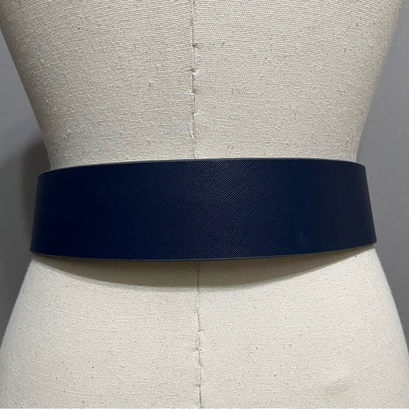 White House Black Market Navy Wide With Square Silver Buckle Sz-Medium