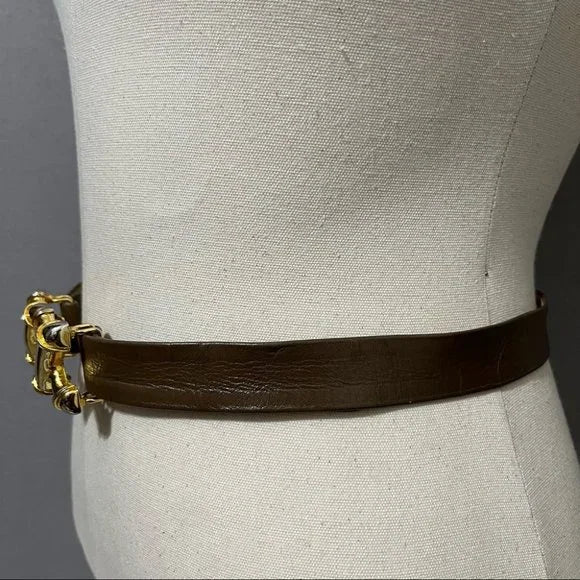 Vintage Accessocraft Taupe Double XX Skinny Leather Adjustable Belt