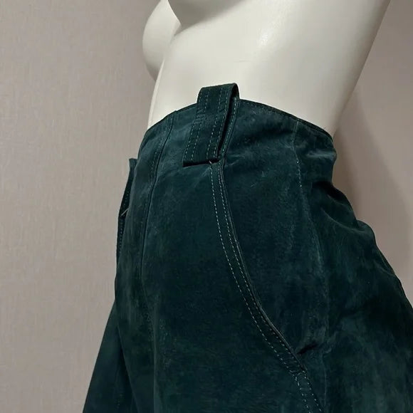 Vintage Pia Rucci Green Suede Leather Pants Sz- 12