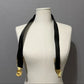Vintage Black Leather Gold Floral Buckle Adjustable Belt Sz-Small/Large
