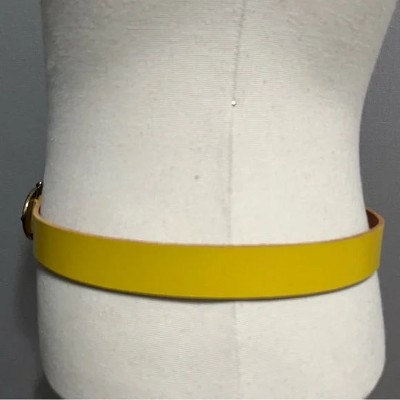 Vintage Rough Roses Mustard Yellow Leather Belt Sz-Medium