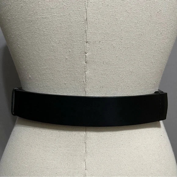 Chicos Black Leather Triple Ring Slouch Adjustable Belt Sz-Small/Medium