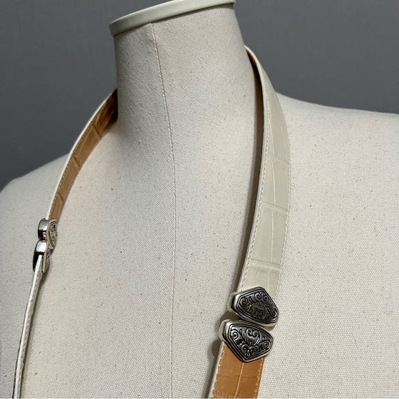 Brighton Cream | Brown Leather Reversible Belt Sz-Medium