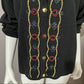 Leslie Fay Black With Sequin Detail Button Front Cardigan Sz- Xtra Large