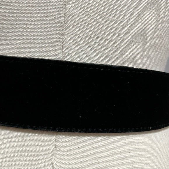Chico’s Black Velvet Leather Gunmetal Gray Rhinestone Belt Sz-Small/Medium