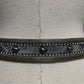 Blue Rhinestones Silver Metal Made In Italy Leather Belt Sz-Large