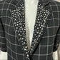 Vintage Criscione Black Windowpane Jeweled Wool Silk Blazer Sz-Large