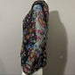 Vintage Sequin Silk Black With Sheer Sleeve Sweatheart Neckline Sz-Xtra Large