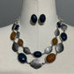 Silver | Green | Brown Earring & Necklace Set