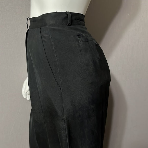 Black 100% Silk High Waisted Light Weight Pants Sz- XL